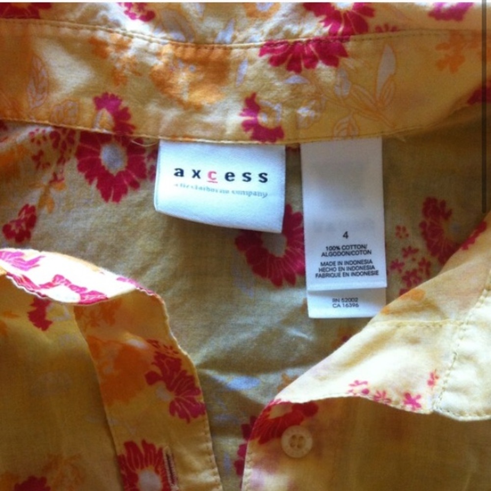 Liz Claiborne axcess short sleeve sheer floral print  shirt size 4 - Picture 3 of 4